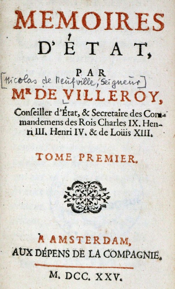 Große Abbildung Nr.1: 129-1096 Villeroy,N. de Neufville.: (Literatur und illustrierte Bücher bis 19.Jahrhundert)