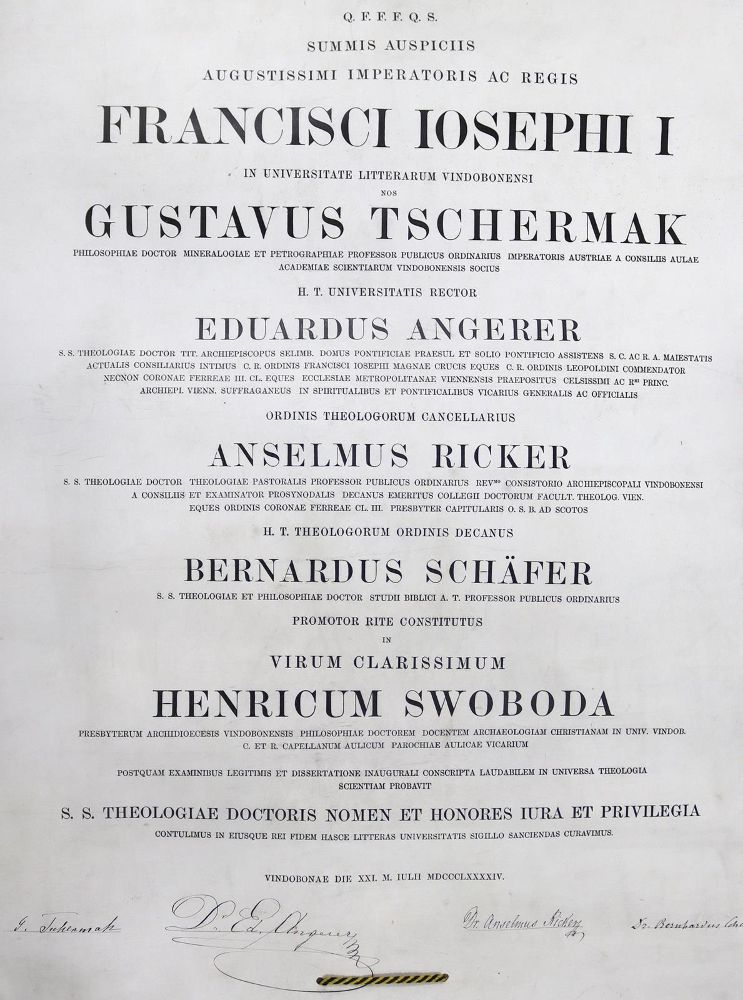 Große Abbildung Nr.1: 129-112 Promotionsurkunde: (Handschriften)