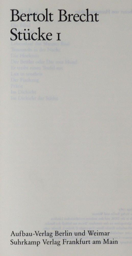 Große Abbildung Nr.1: 129-1135 Brecht,B.: (Literatur und illustrierte Bücher 20.Jahrhundert - Alte Literatur in modernen Ausgaben)