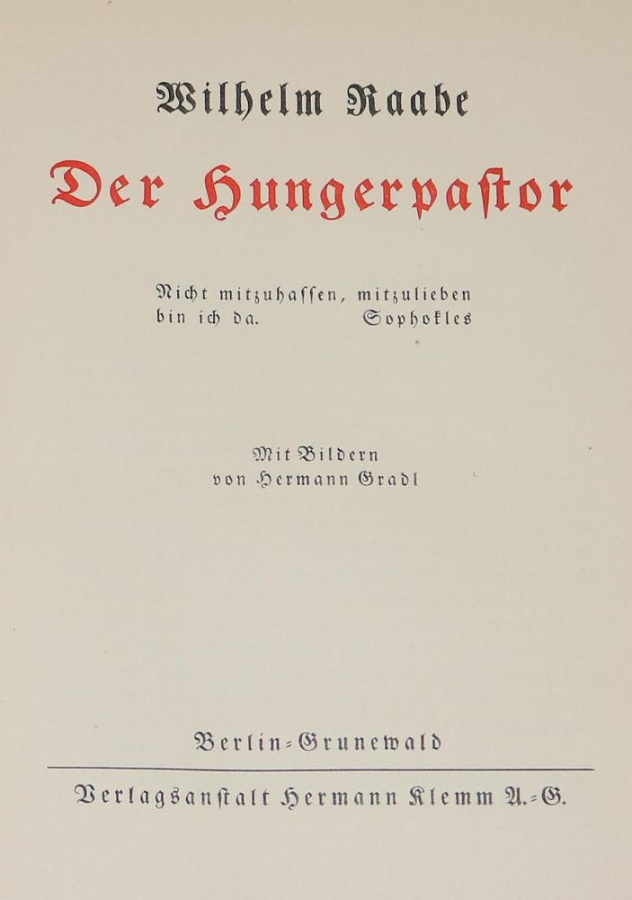 Große Abbildung Nr.1: 129-1289 Raabe,W.: (Literatur und illustrierte Bücher 20.Jahrhundert - Alte Literatur in modernen Ausgaben)
