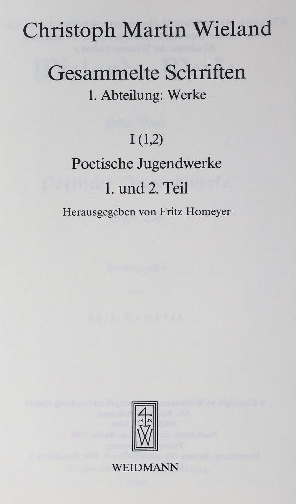 Große Abbildung Nr.1: 129-1334 Wieland,C.M.: (Literatur und illustrierte Bücher 20.Jahrhundert - Alte Literatur in modernen Ausgaben)