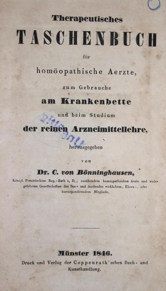 Große Abbildung Nr.1: 129-1377 Bönninghausen,C.v.: (Homöopathie)