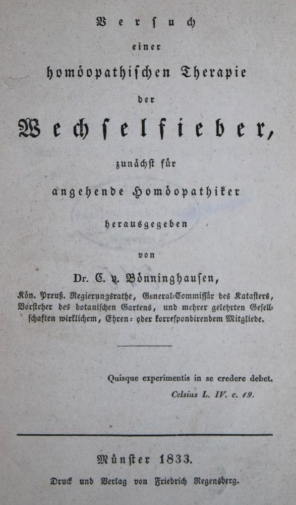 Große Abbildung Nr.1: 129-1378 Bönninghausen,C.v.: (Homöopathie)