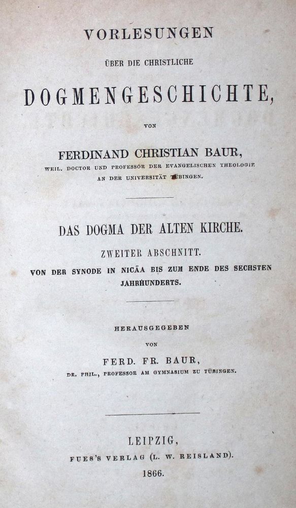 Große Abbildung Nr.1: 129-14 Baur,F.C.: (Alte Drucke, Handschriften und Theologie)