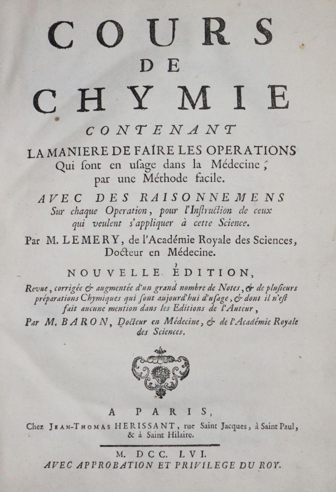 Große Abbildung Nr.1: 129-1454 Lemery,N.: (Verschiedene Gebiete - Varia, Chemie)
