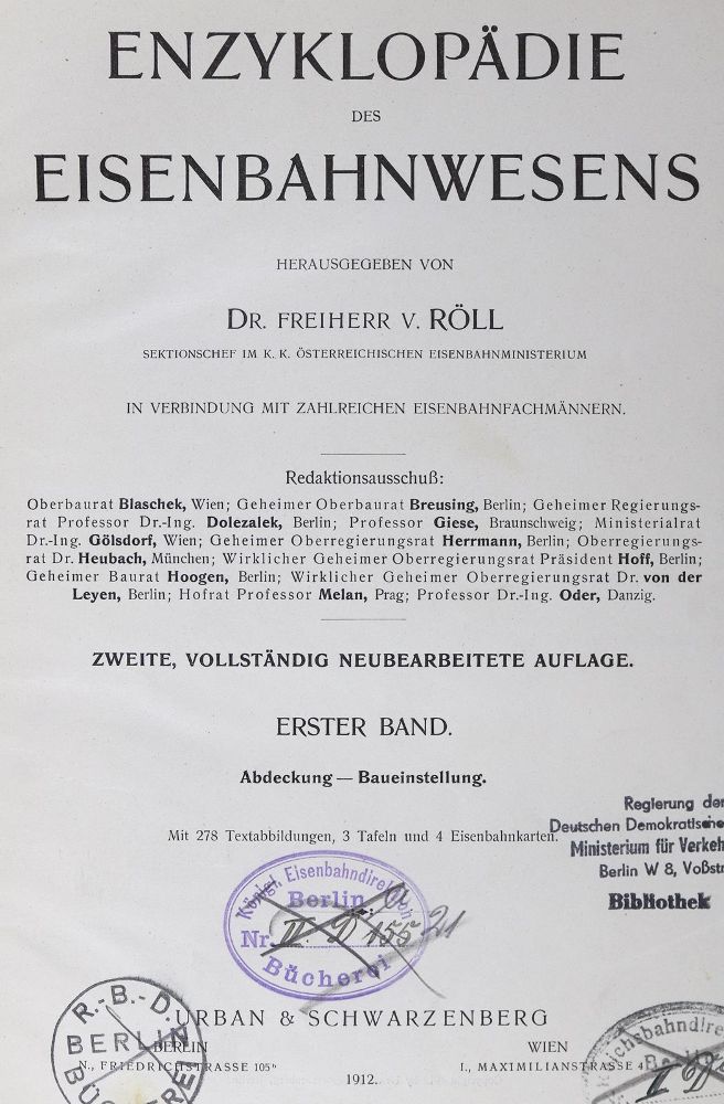 Große Abbildung Nr.1: 129-1459 Röll,V.: (Verschiedene Gebiete - Varia, Eisenbahn)