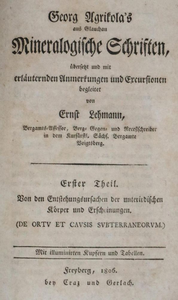 Große Abbildung Nr.1: 129-1464 Agricola,G.: (Verschiedene Gebiete - Varia, Geologie - Mineralogie u. Paläontologie)