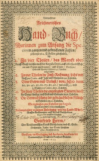 Große Abbildung Nr.1: 129-1475 Herr,G.: (Verschiedene Gebiete - Varia, Mathematik, Schlesien)