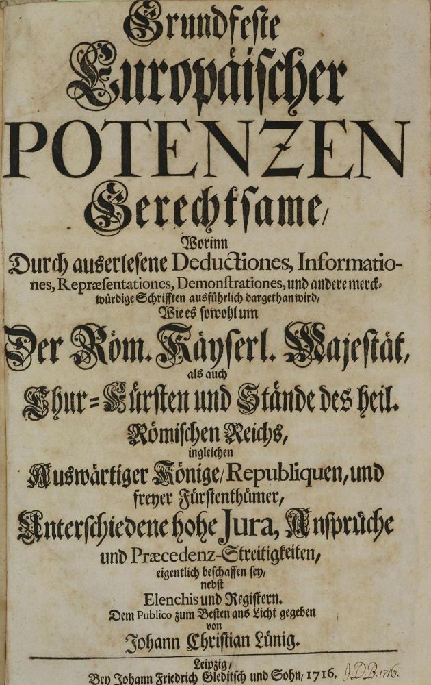 Große Abbildung Nr.1: 129-160 Lünig,J.C.: (Alte Drucke, Handschriften und Theologie)