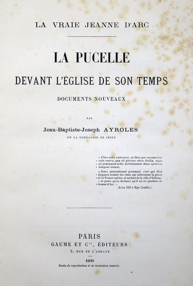 Große Abbildung Nr.1: 129-1689 Ayroles,J.B.J.: (Frankreich, Johanna von Orleans)