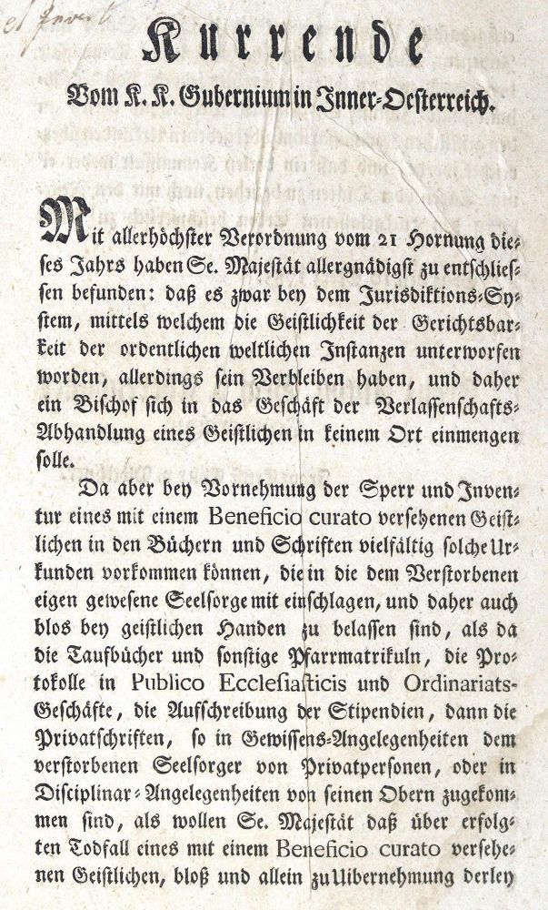 Große Abbildung Nr.2: 129-1729 Kurrenden.: (Österreich, Steiermark.)