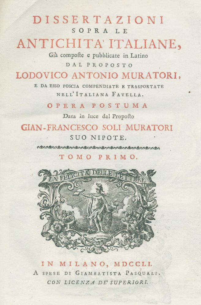 Große Abbildung Nr.1: 129-173 Muratori,L.A.: (Alte Drucke, Handschriften und Theologie)