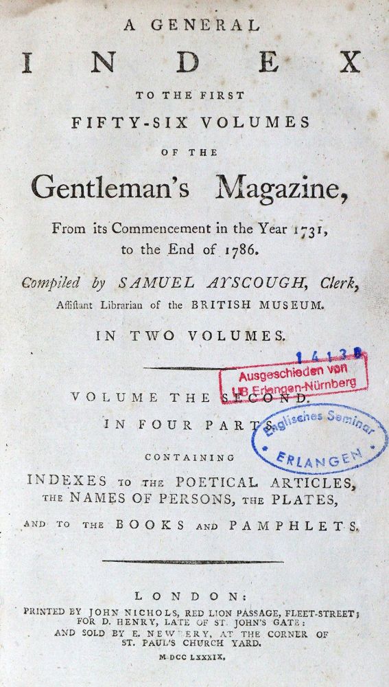 Große Abbildung Nr.1: 129-1766 Ayscough,S. (Ed.).: (Verschiedene Länder - Geschichte)