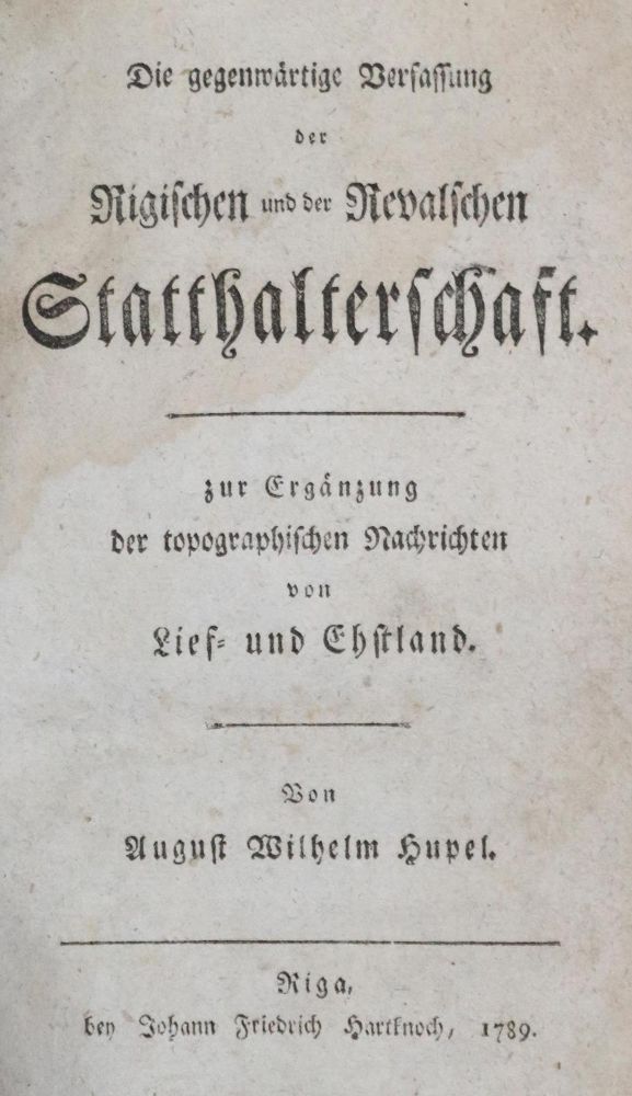 Große Abbildung Nr.1: 129-1771 Hupel,A.W.: (Verschiedene Länder - Geschichte, Baltikum)