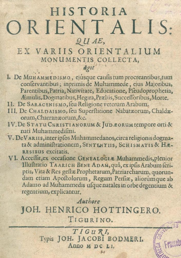 Große Abbildung Nr.1: 129-178 Hottinger,J.H.: (Orient)