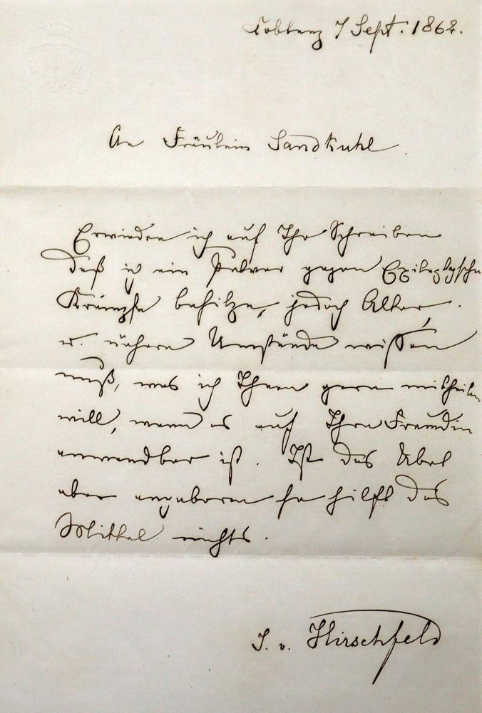 Große Abbildung Nr.1: 129-1926 Hirschfeld, Ida von,: (Autographen)