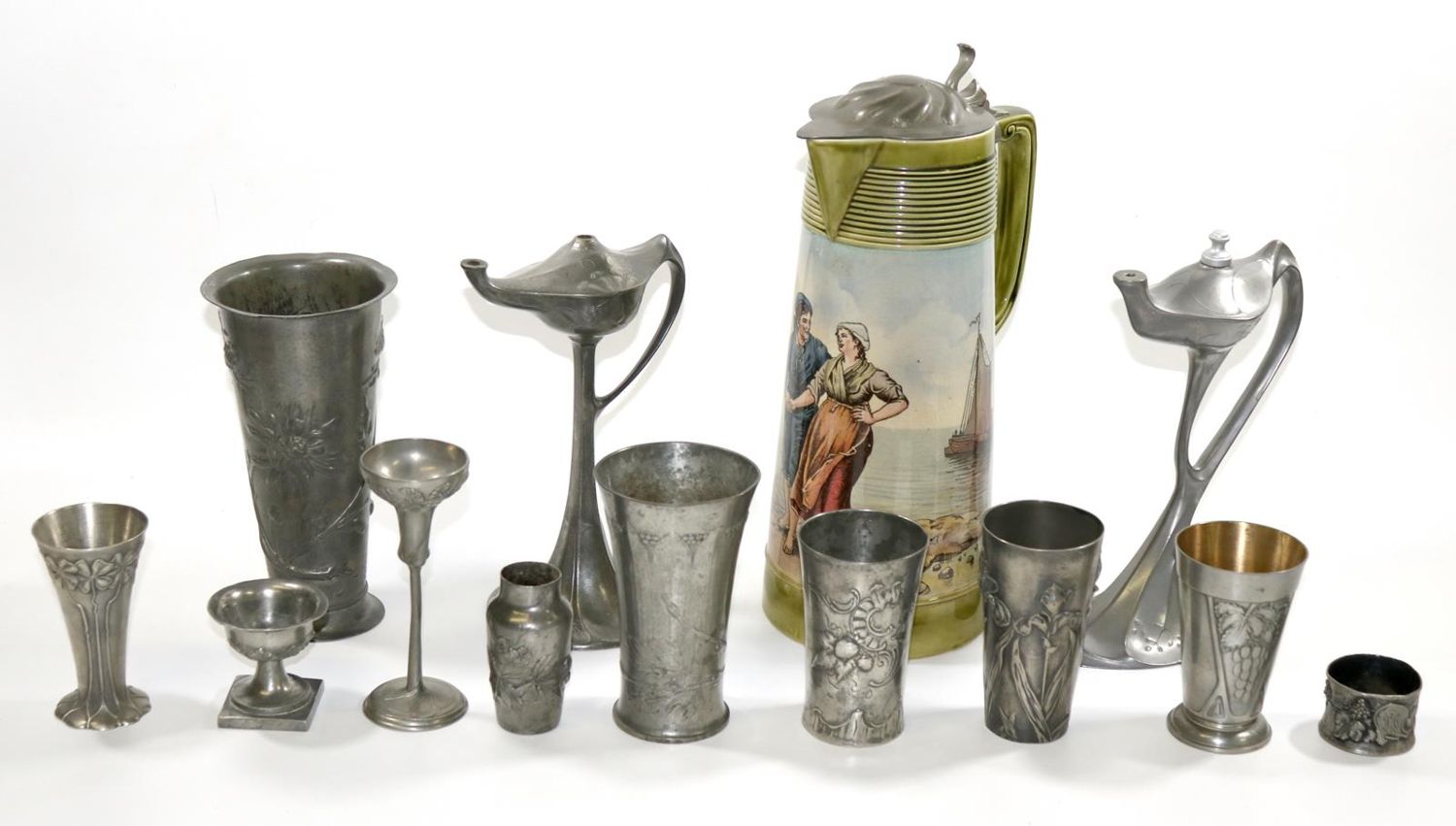 Große Abbildung Nr.2: 129-1963 Jugendstilsammlung Kayserzinn,: (Varia, Jugendstil, Zinn)