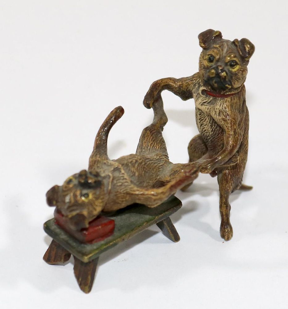 Große Abbildung Nr.1: 129-2025 Wiener Bronze Bulldoggen: (Varia, Skulpturen - Plastiken)