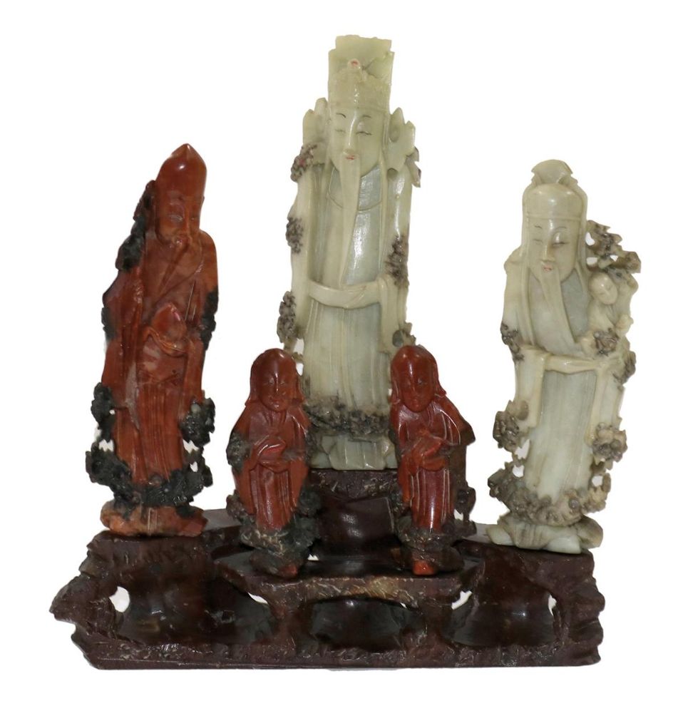 Große Abbildung Nr.1: 129-2077 Fu, Lu, Shou: (Asiatika, Skulpturen - Plastiken)