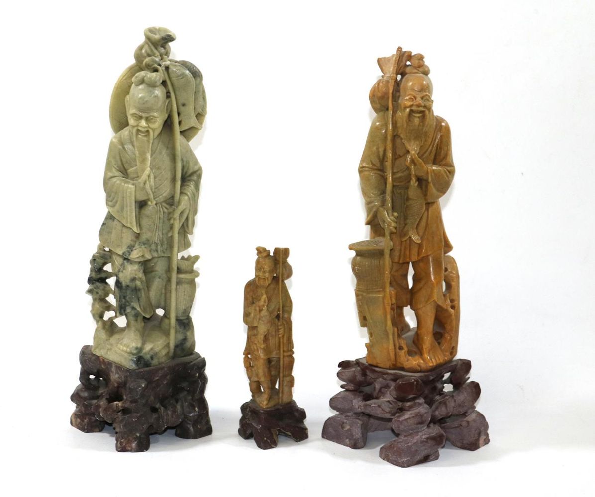 Große Abbildung Nr.1: 129-2085 Specksteinschnitzereien.: (Asiatika, Skulpturen - Plastiken)