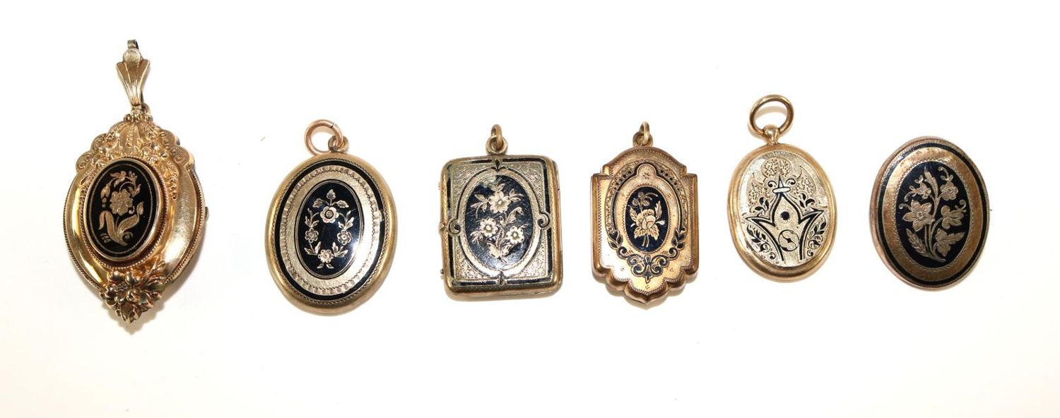 Große Abbildung Nr.1: 129-2154 Fünf Biedermeieranhänger,: (Schmuck, Anhänger)