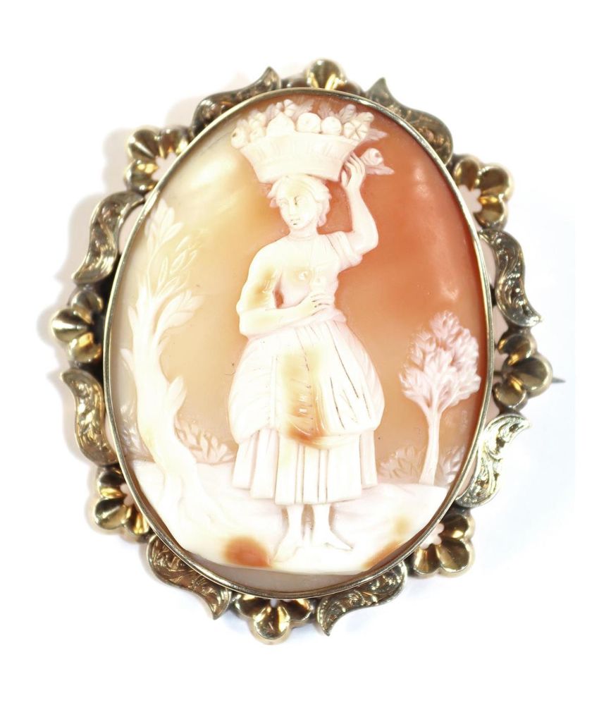 Große Abbildung Nr.1: 129-2204 Frau mit Blumenkorb.: (Schmuck, Anhänger, Gemmen und Kameen)