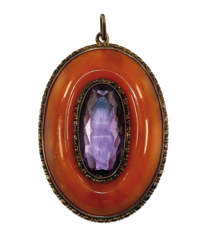 Große Abbildung Nr.1: 129-2272 Jugendstil Bernsteinanhänger.: (Schmuck, Anhänger)