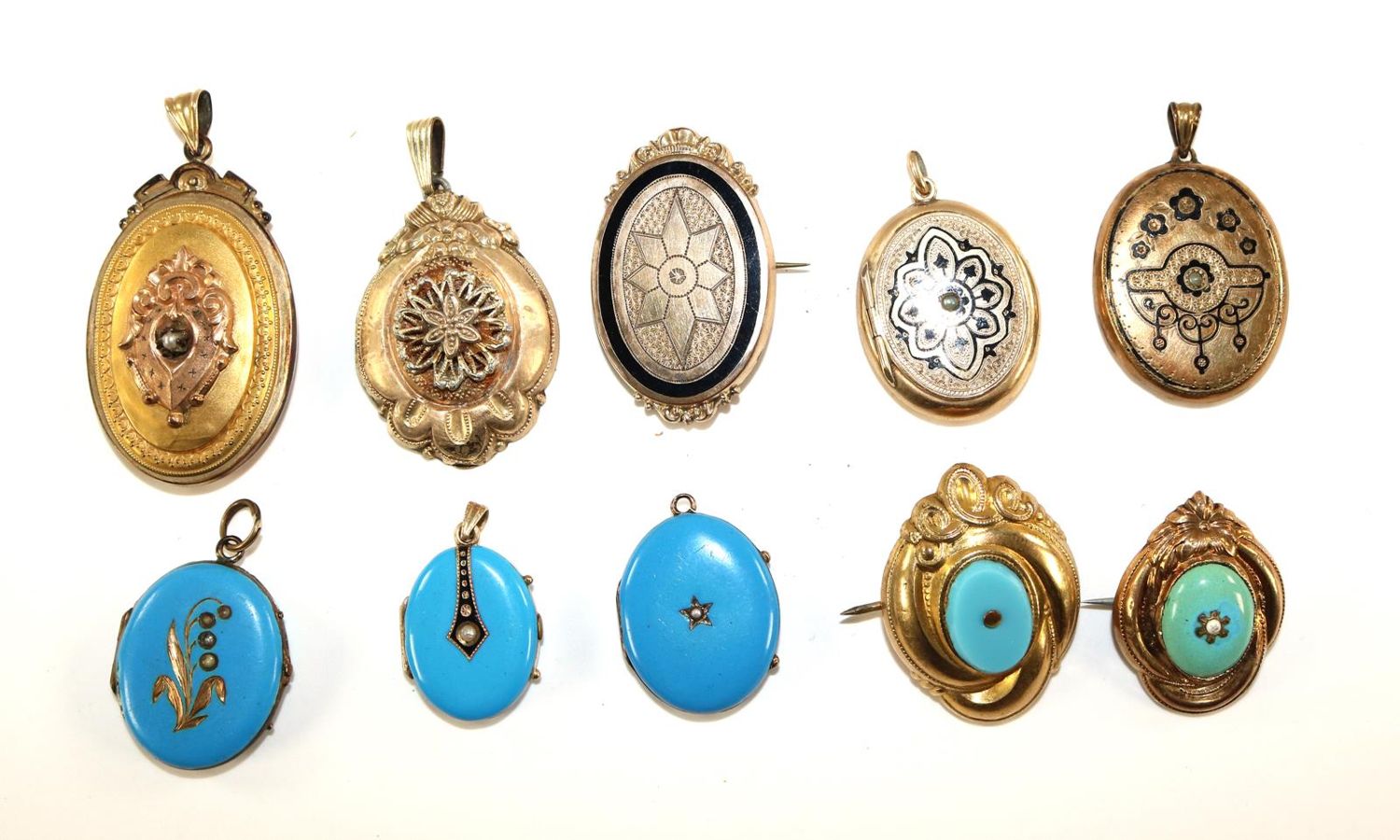 Große Abbildung Nr.1: 129-2283 Sieben Biedermeieranhänger,: (Schmuck, Anhänger)