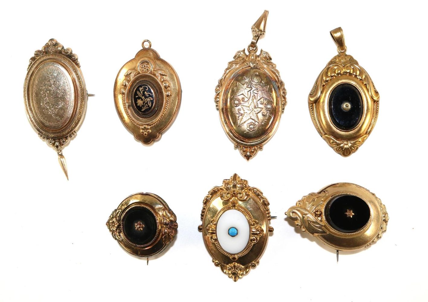 Große Abbildung Nr.1: 129-2285 Vier Biedermeieranhänger,: (Schmuck, Anhänger)