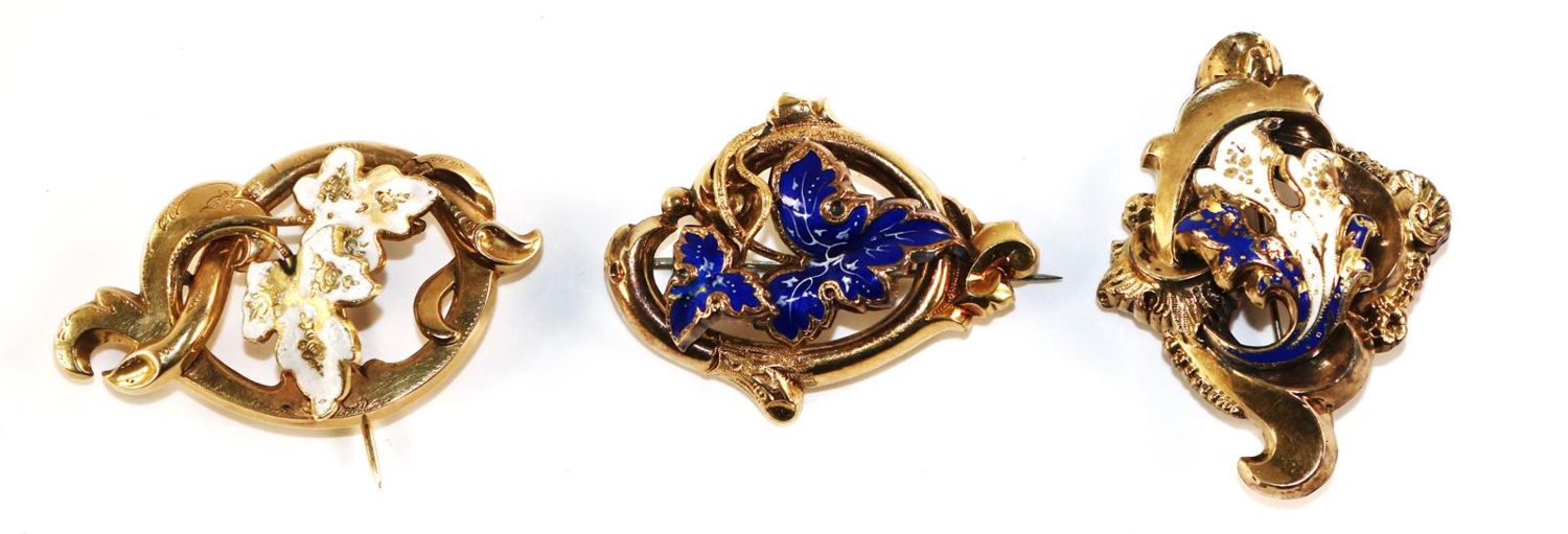 Große Abbildung Nr.1: 129-2329 Drei Broschen: (Schmuck, Broschen)