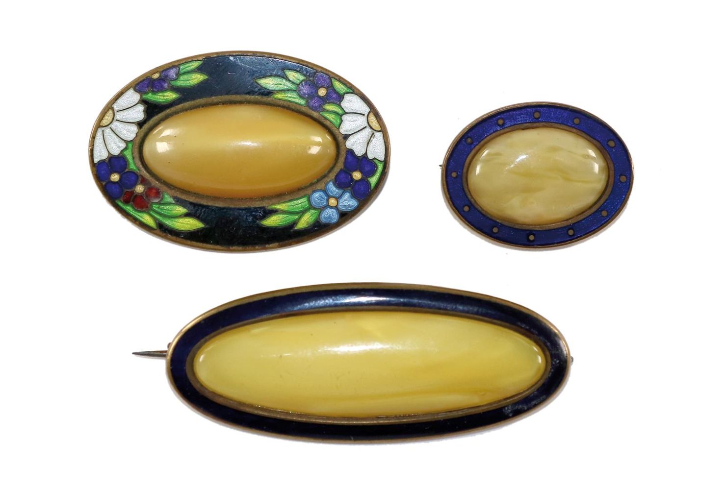 Große Abbildung Nr.1: 129-2331 Drei Jugendstil: (Schmuck, Broschen)