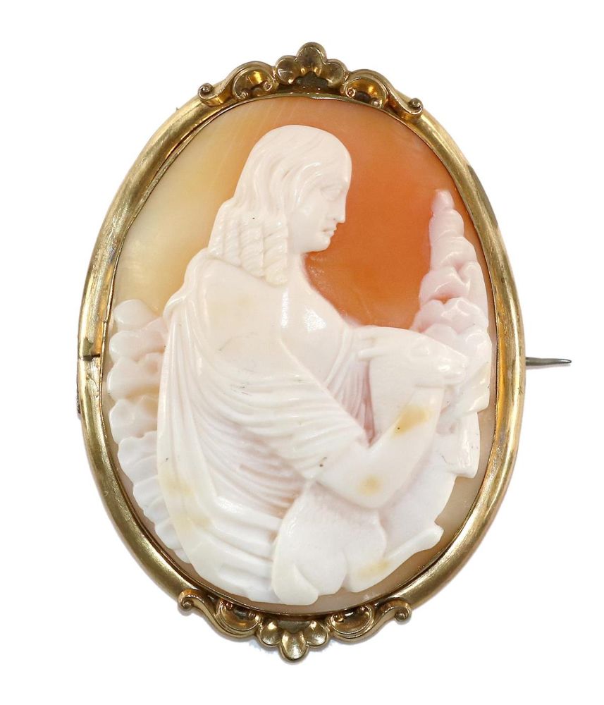 Große Abbildung Nr.1: 129-2340 Amaltheia mit der Ziege: (Schmuck, Broschen, Gemmen und Kameen)