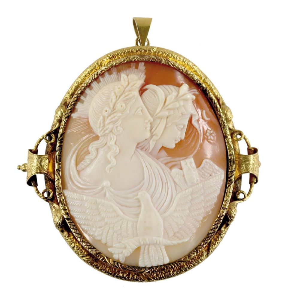 Große Abbildung Nr.1: 129-2359 Aurora und Luna mit Taube.: (Schmuck, Broschen, Gemmen und Kameen)