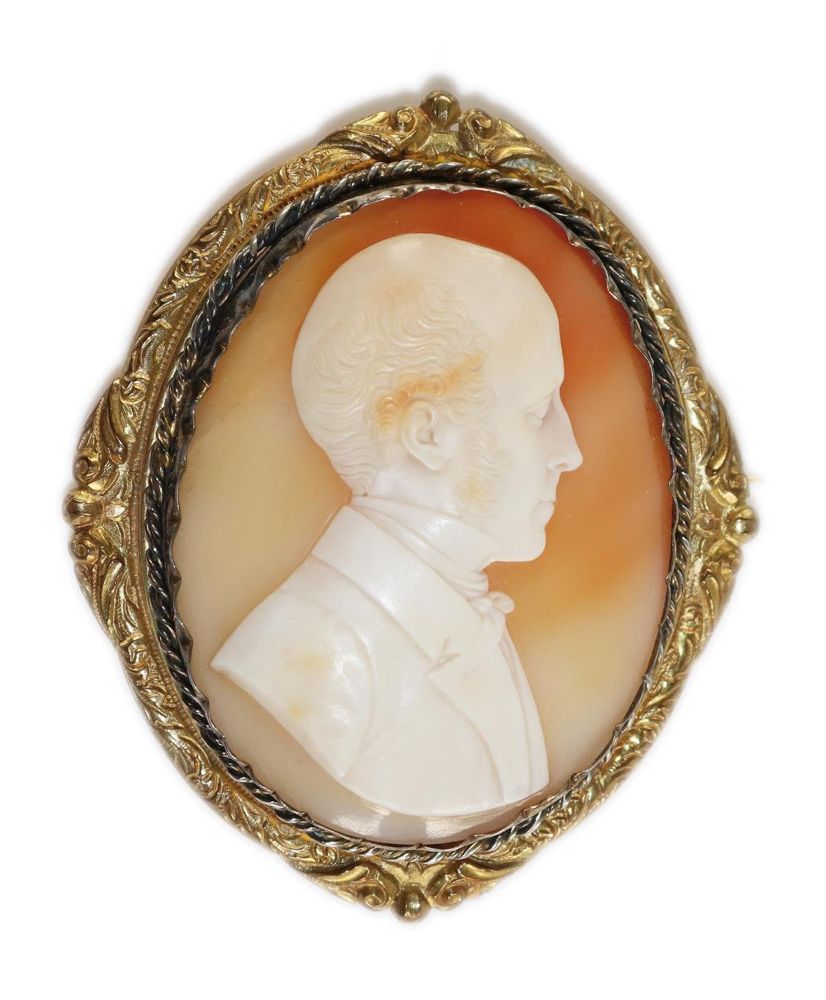 Große Abbildung Nr.1: 129-2373 Biedermeier Herrenportrait.: (Schmuck, Broschen, Gemmen und Kameen)