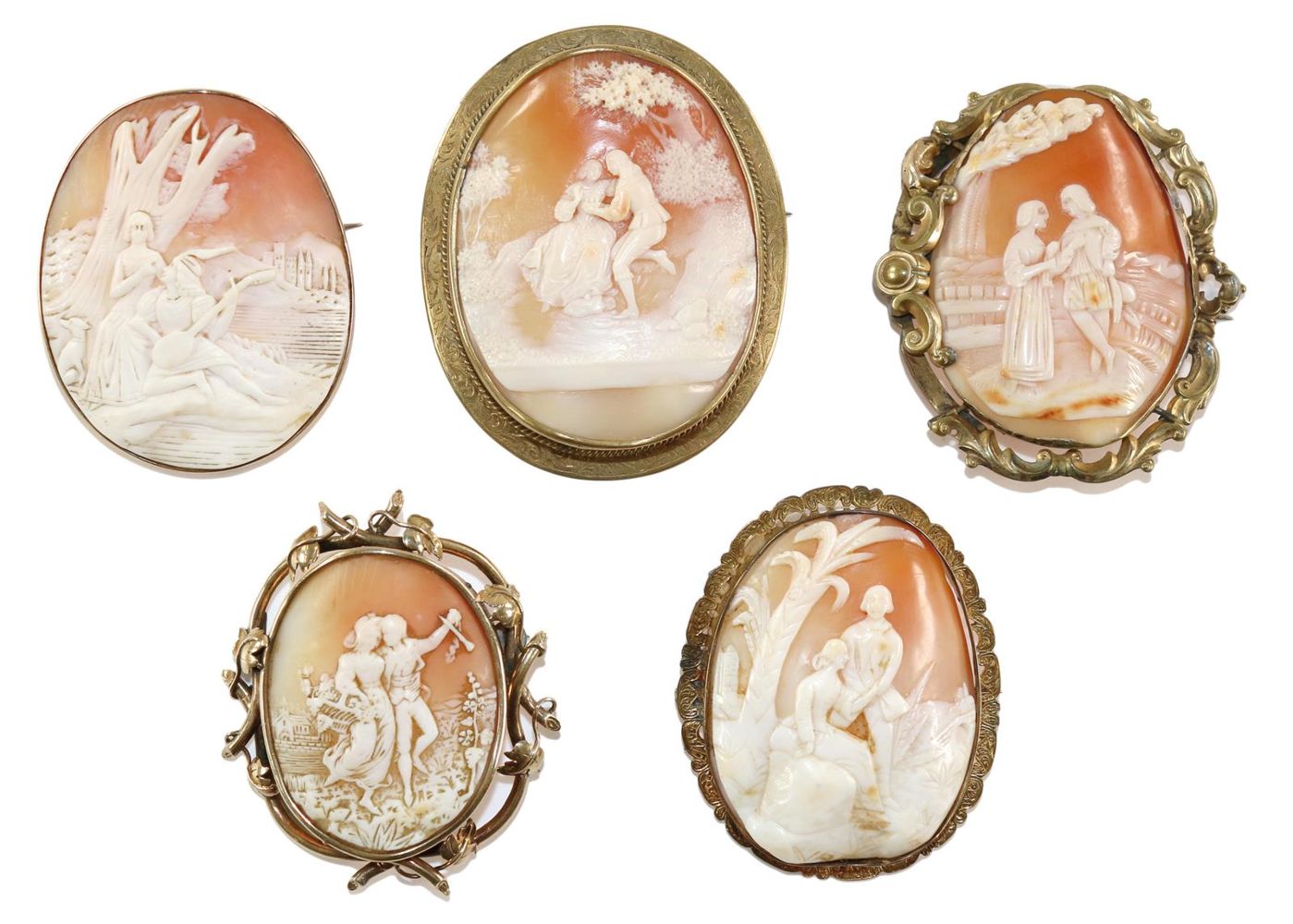 Große Abbildung Nr.1: 129-2443 Galanterieszenen.: (Schmuck, Broschen, Gemmen und Kameen)