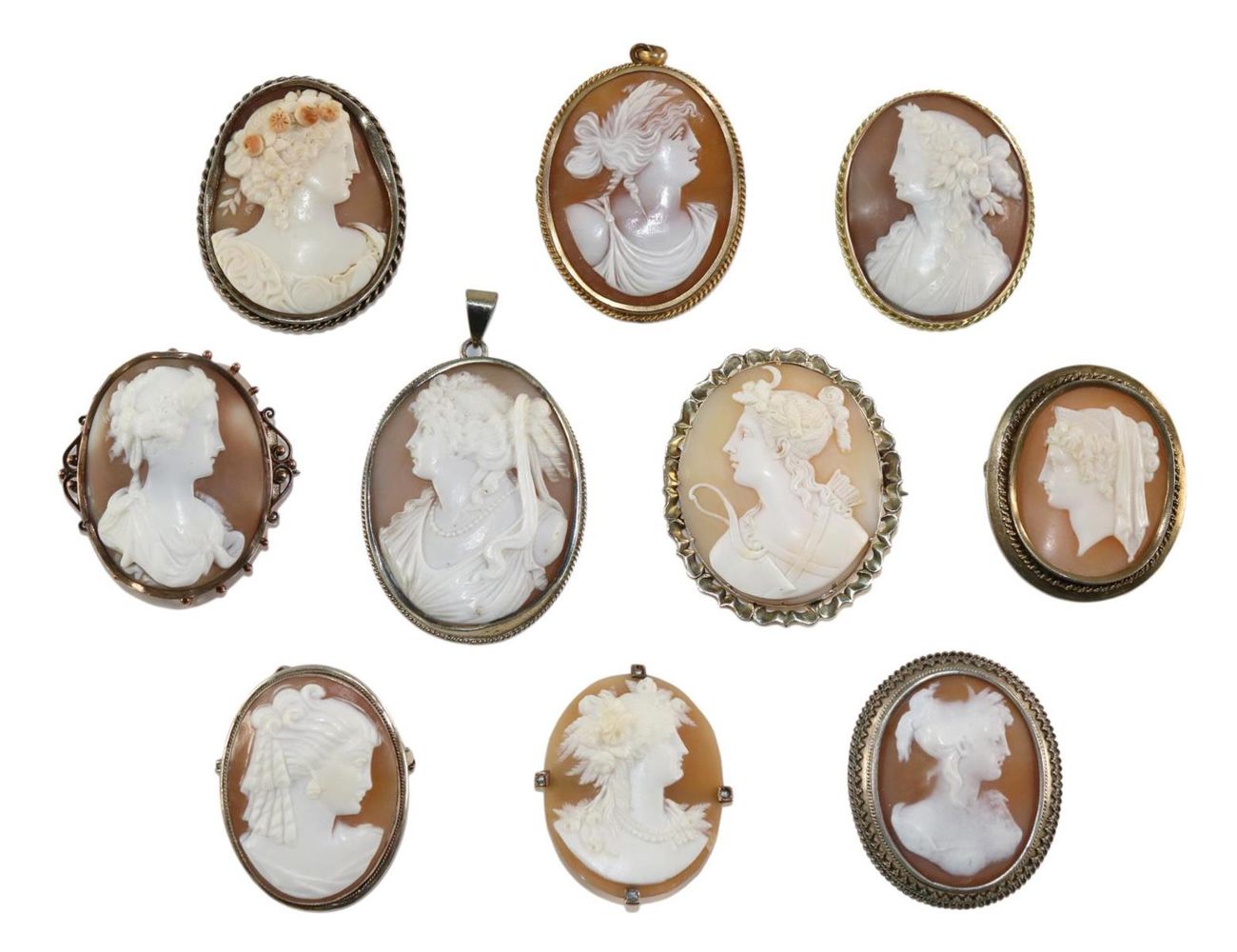 Große Abbildung Nr.1: 129-2455 Göttinnen u. Frauenportraits.: (Schmuck, Broschen, Gemmen und Kameen)
