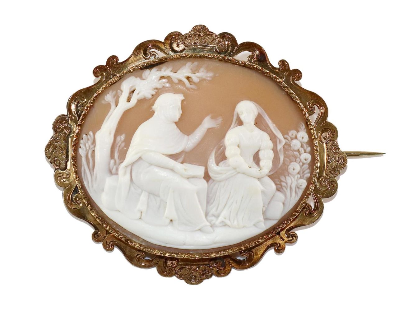 Große Abbildung Nr.1: 129-2474 Im Garten.: (Schmuck, Broschen, Gemmen und Kameen)