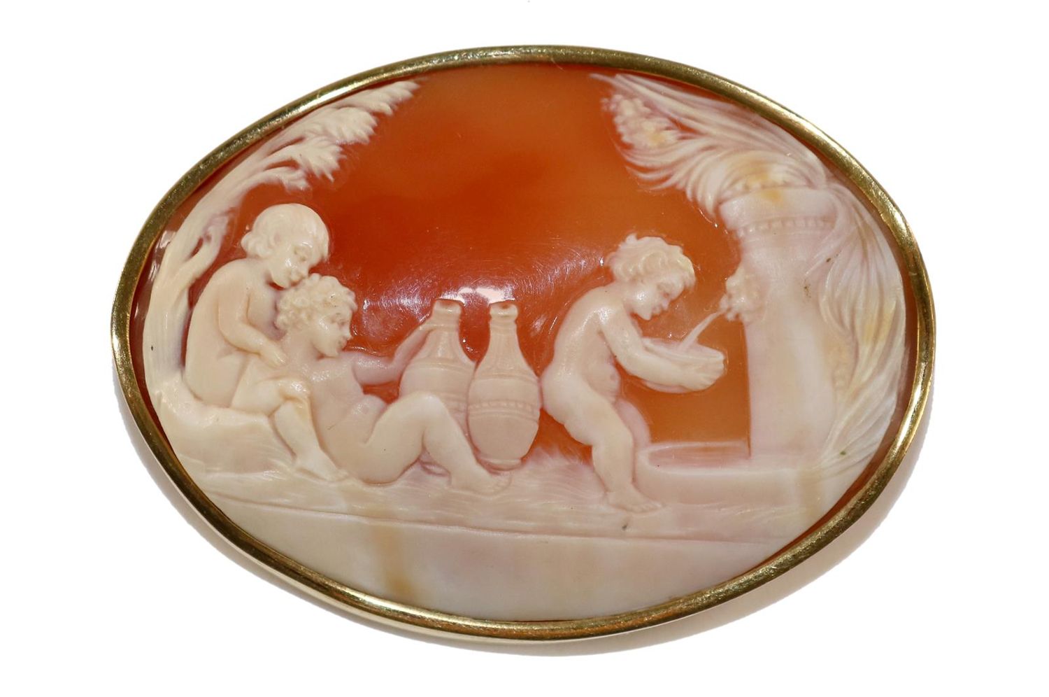 Große Abbildung Nr.1: 129-2484 Kinder an der Quelle.: (Schmuck, Broschen, Gemmen und Kameen)