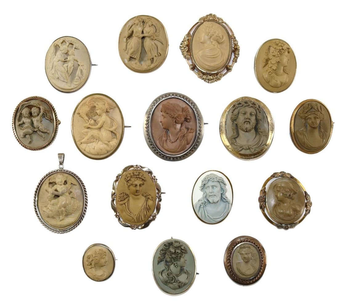 Große Abbildung Nr.1: 129-2489 Lavakameen.: (Schmuck, Broschen, Gemmen und Kameen)