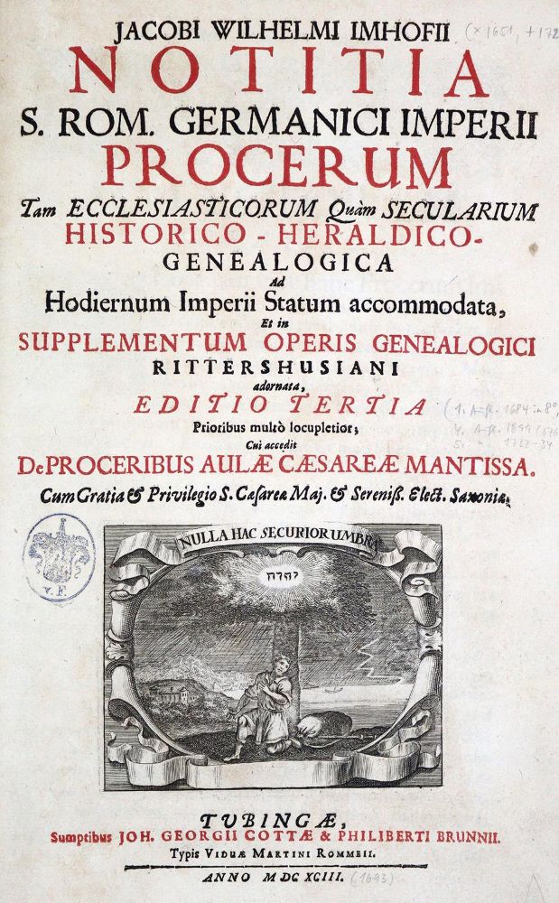 Große Abbildung Nr.1: 129-250 Imhof,J.W.: (Genealogie und Heraldik)