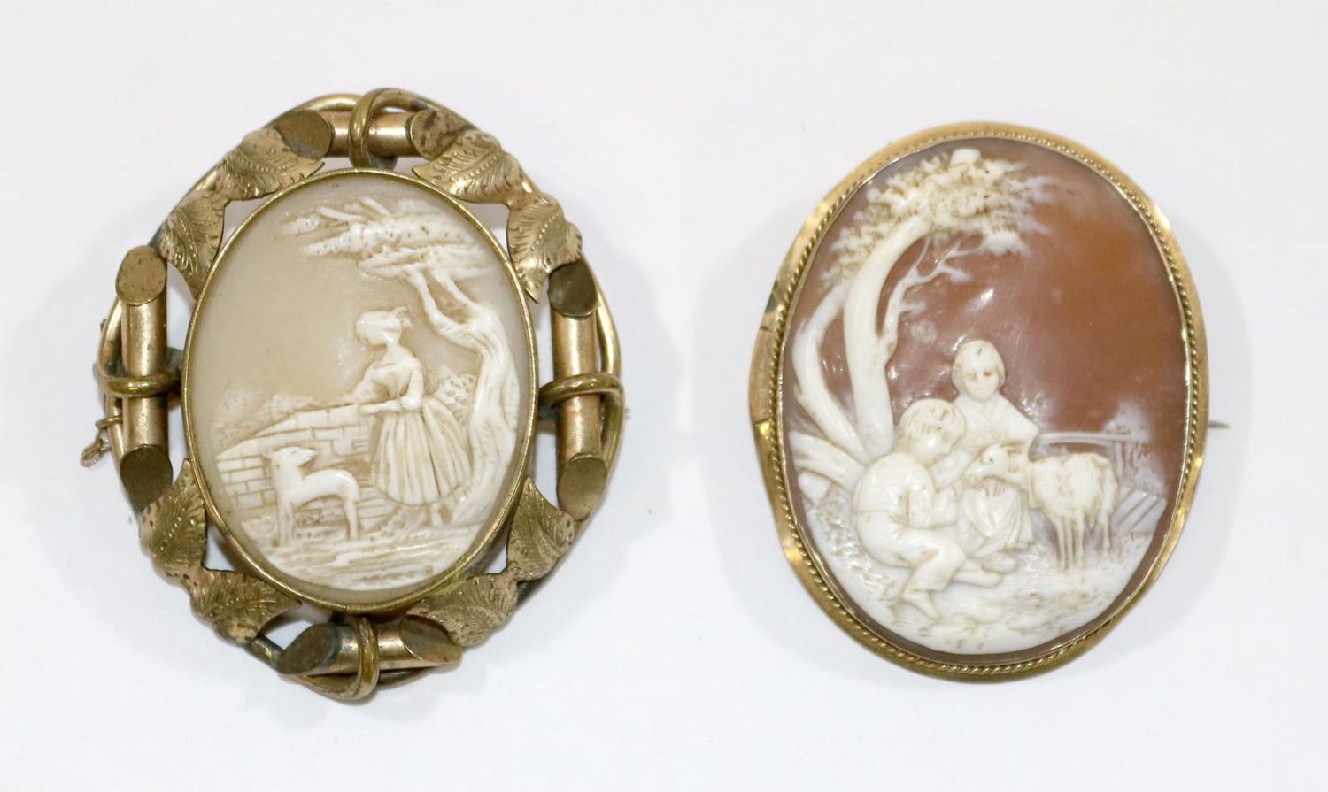 Große Abbildung Nr.1: 129-2512 Muschelkameen mit figuralen: (Schmuck, Broschen, Gemmen und Kameen)