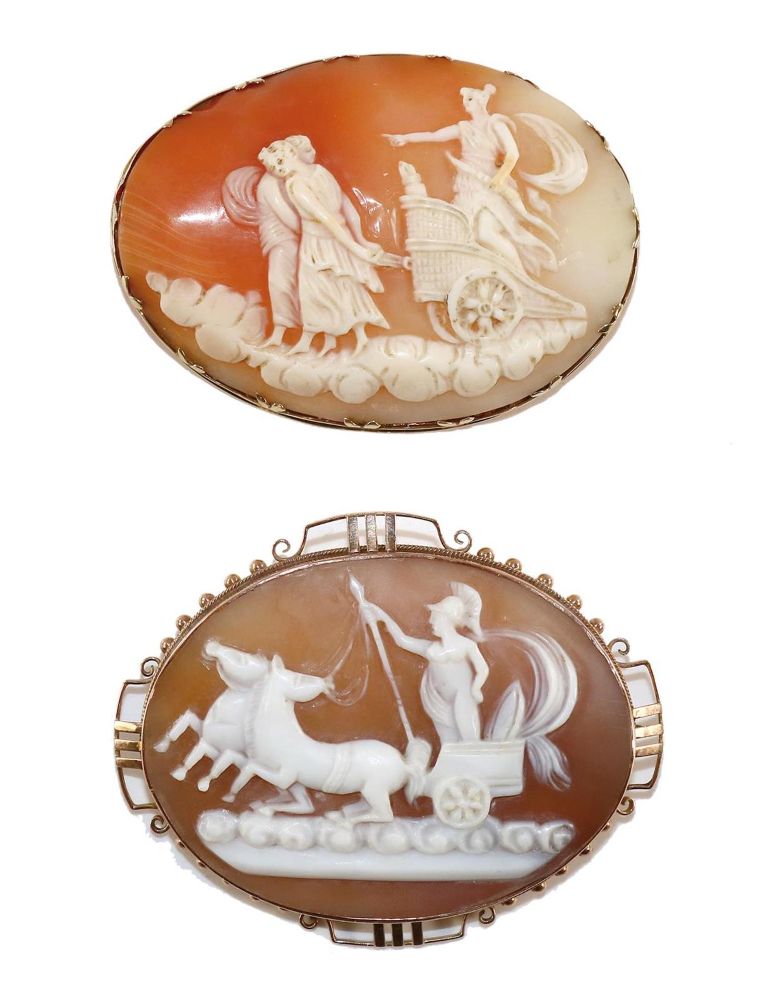 Große Abbildung Nr.1: 129-2565 Streitwägen.: (Schmuck, Broschen, Gemmen und Kameen)
