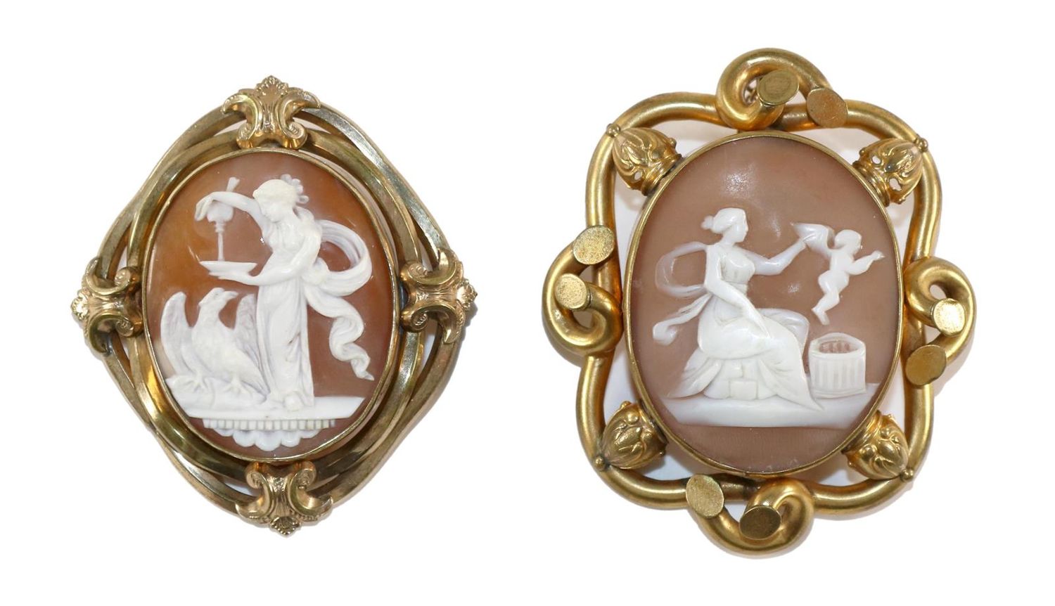 Große Abbildung Nr.1: 129-2582 Zwei Biedermeier: (Schmuck, Broschen, Gemmen und Kameen)
