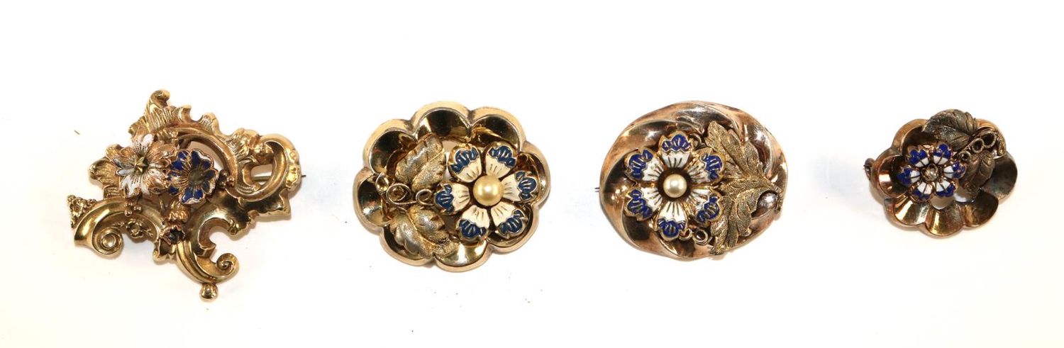 Große Abbildung Nr.1: 129-2628 Vier Broschen: (Schmuck, Broschen)