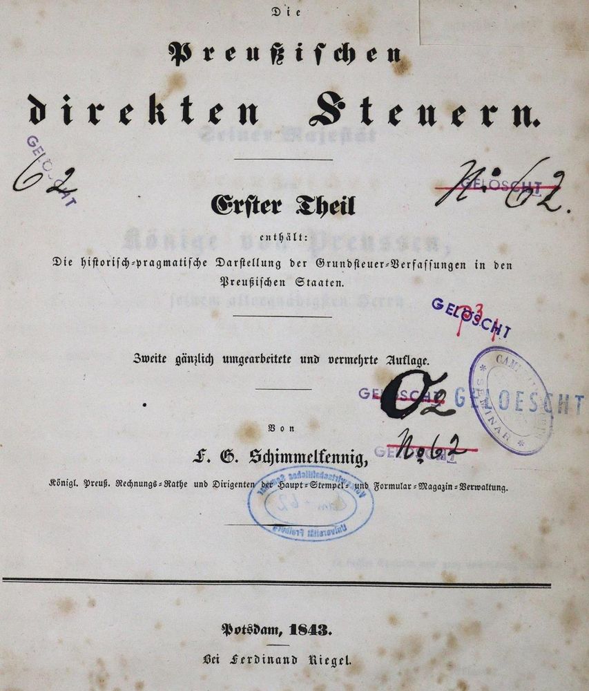Große Abbildung Nr.1: 129-263 Schimmelfennig,F.G.: (Wirtschaft)