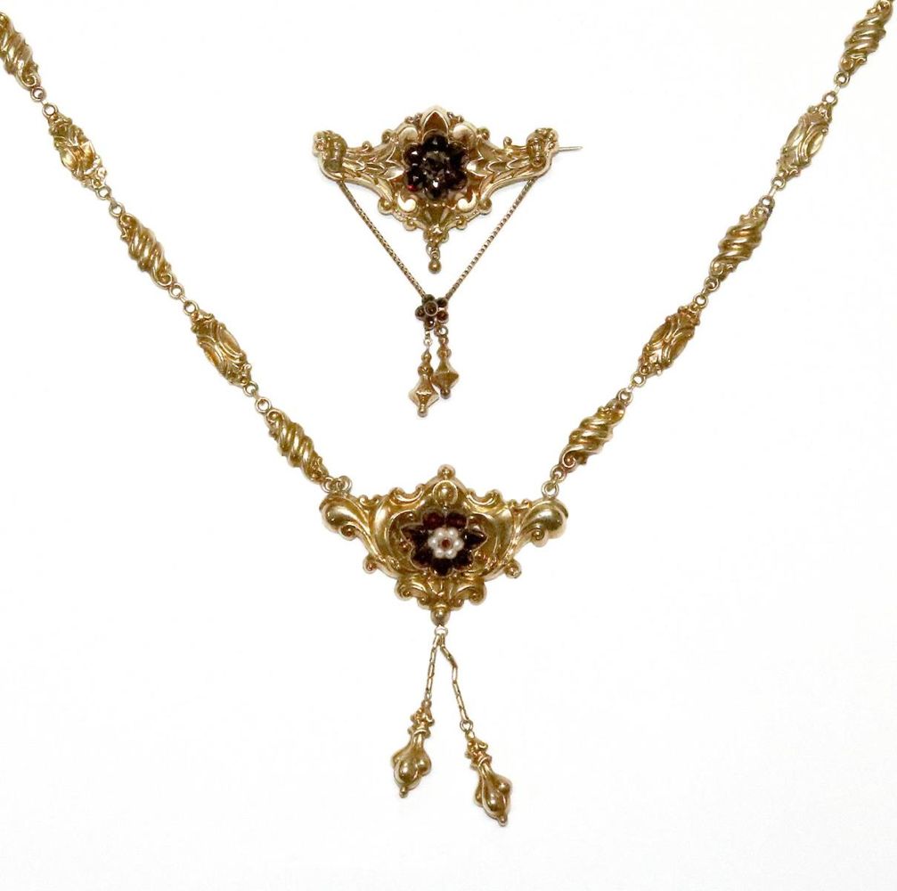 Große Abbildung Nr.1: 129-2635 Biedermeier Granatcollier: (Schmuck, Colliers)