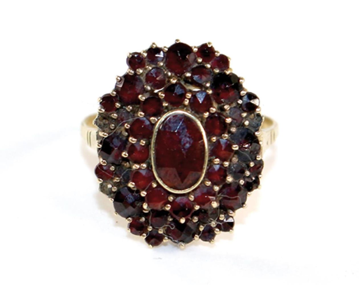 Große Abbildung Nr.1: 129-2737 Granatring 8k Gelbgold: (Schmuck, Ringe)