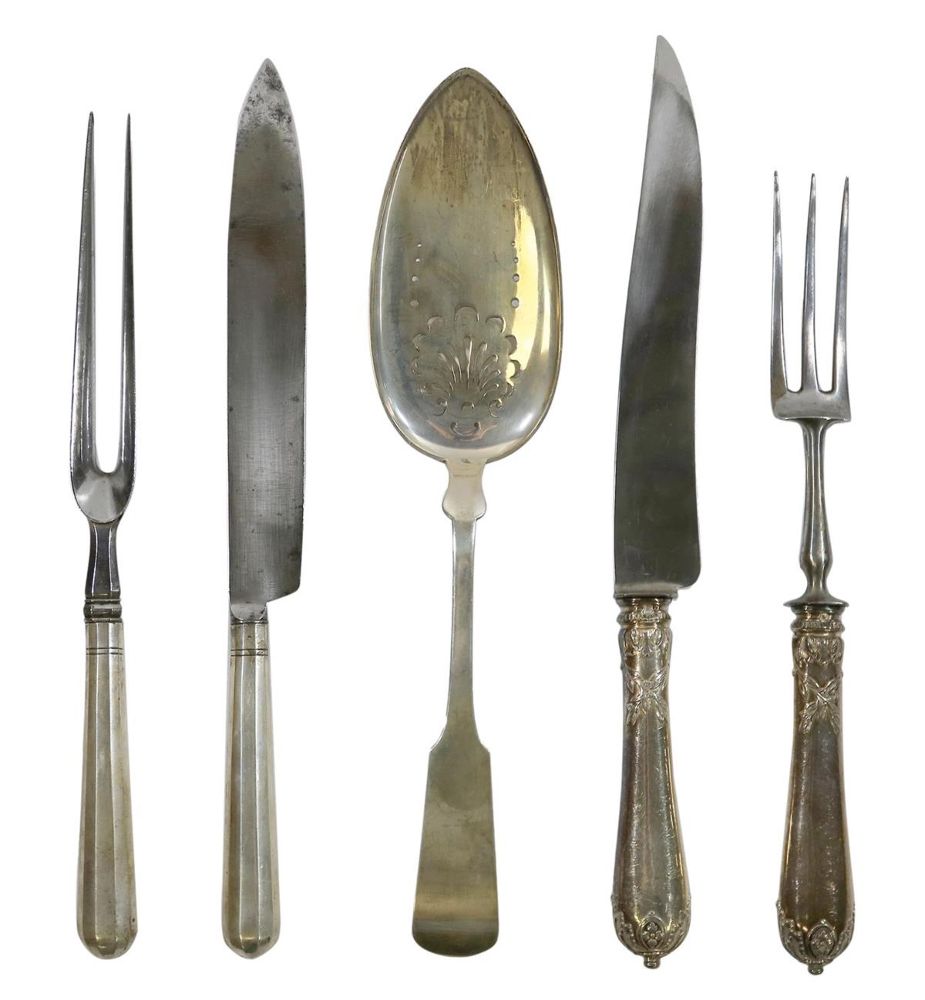 Große Abbildung Nr.1: 129-2757 Biedermeier Besteckteile: (Silber)