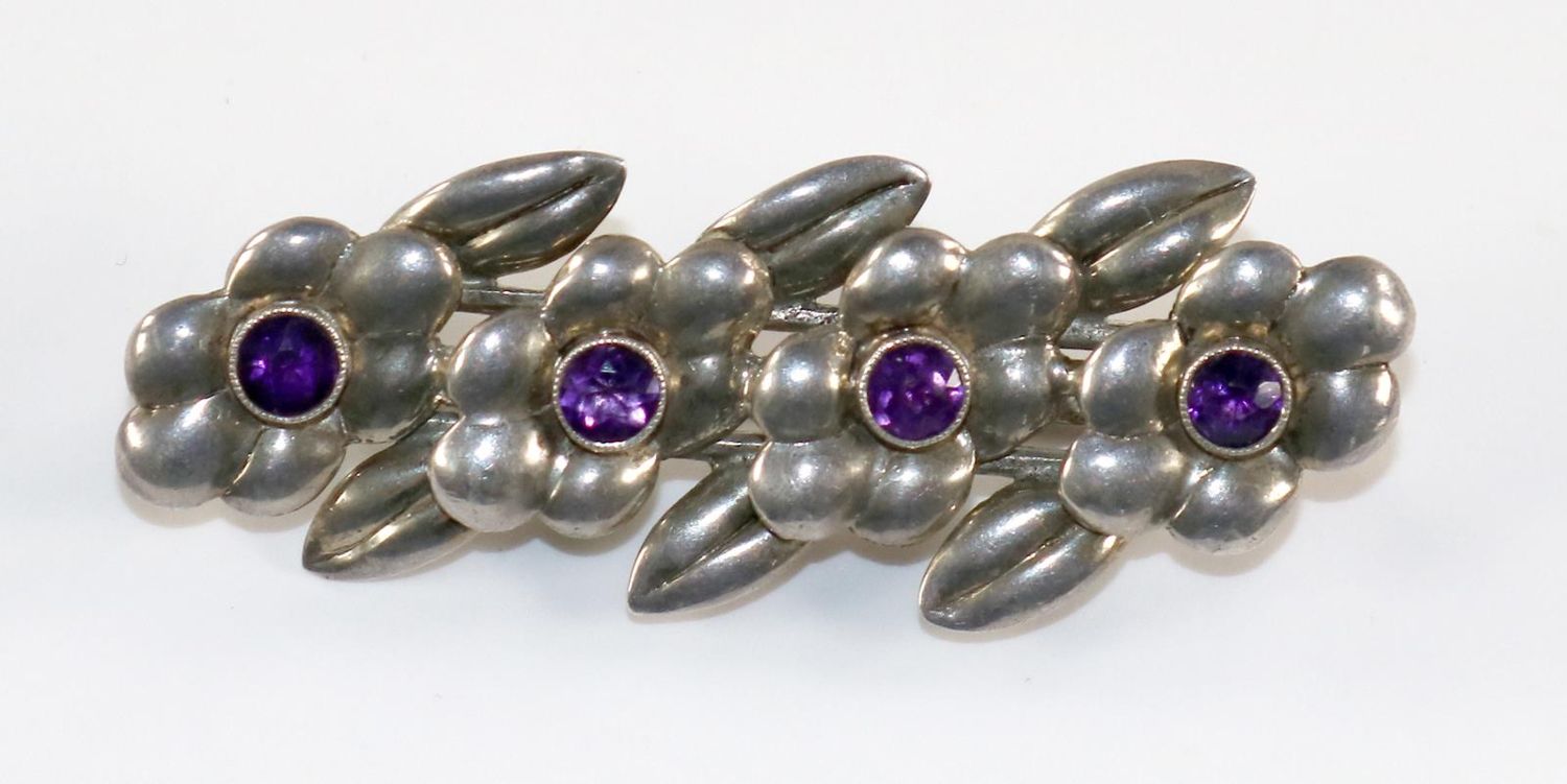 Große Abbildung Nr.1: 129-2834 Amethyst- Blütenbrosche.: (Theodor Fahrner, Broschen)