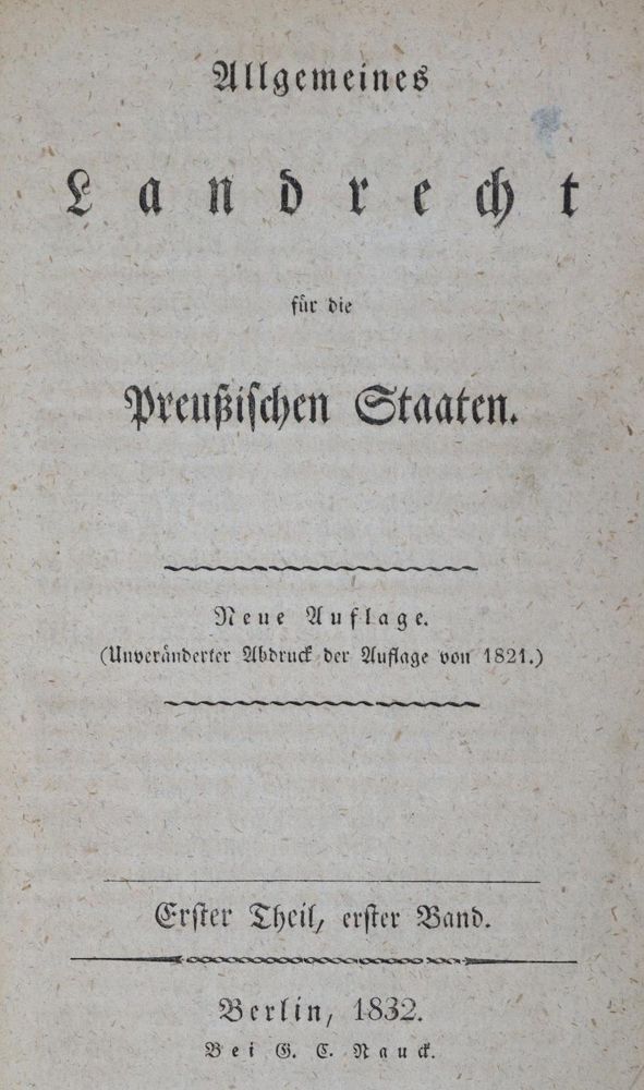 Große Abbildung Nr.1: 129-302 Allgemeines Landrecht: (Juridica und Kriminologie, Preußen)
